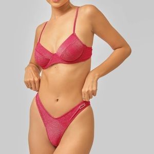 Blackbough Cindy Bikini Set in Ruby Shimmer - SIZE MEDIUM top & bottom
